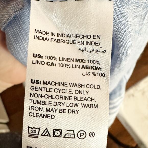 Chico’s Size 1 Sleeveless Stripe Hem Linen Tie Belt Midi Dress women’s size 8 - Picture 11 of 11